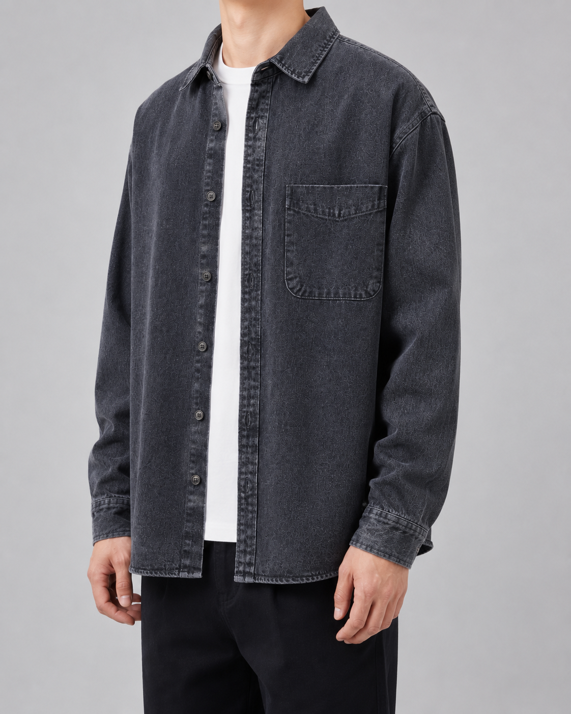 Overshirt Uomo in Denim Lavato