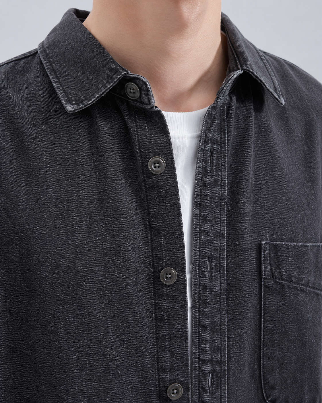 Overshirt Uomo in Denim Lavato