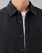 Overshirt Uomo in Denim Lavato