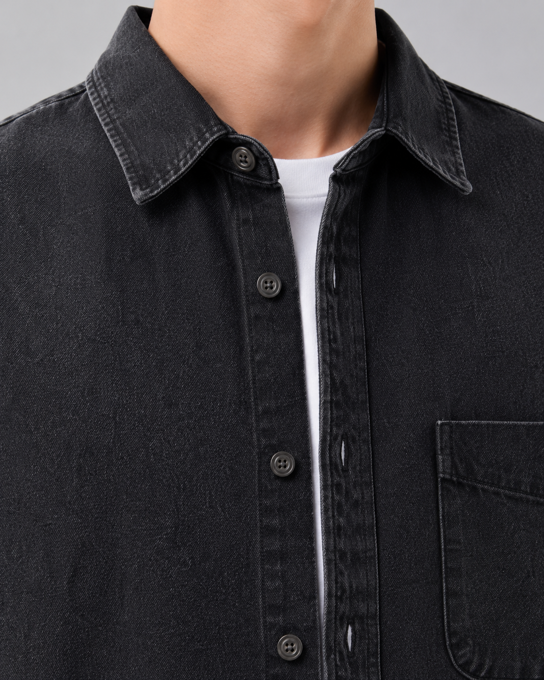 Overshirt Uomo in Denim Lavato