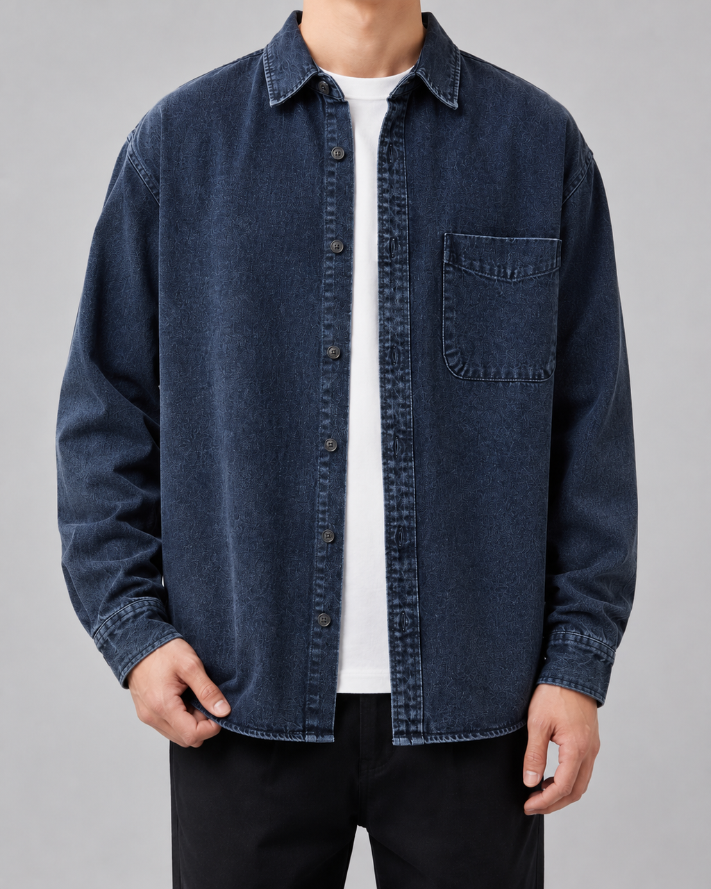 Overshirt Uomo in Denim Lavato