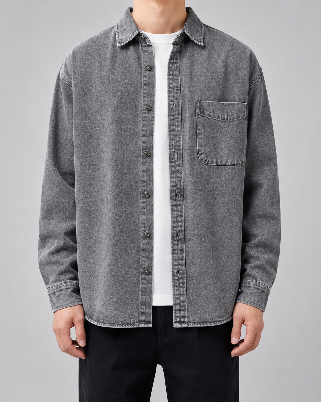 Overshirt Uomo in Denim Lavato