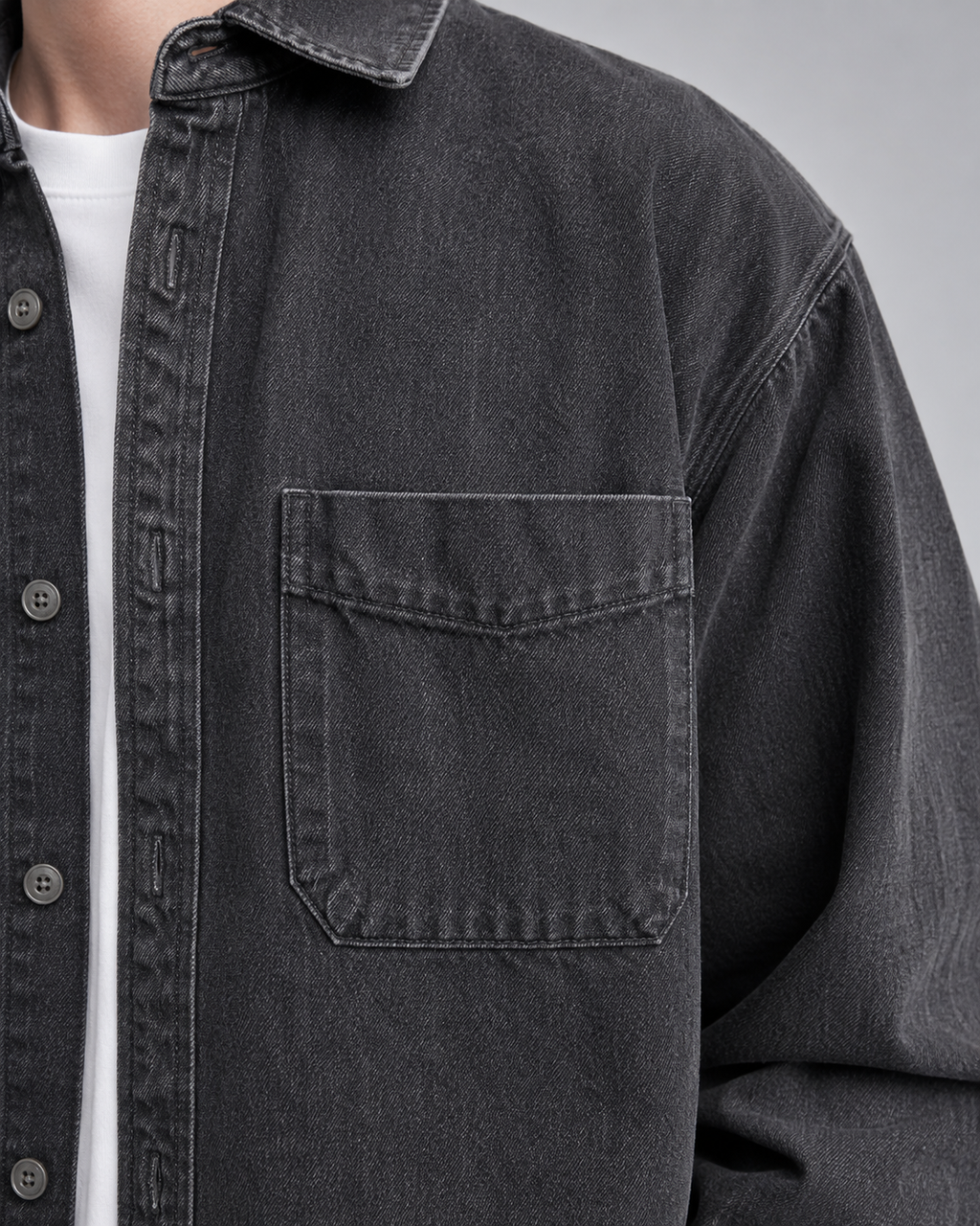 Overshirt Uomo in Denim Lavato