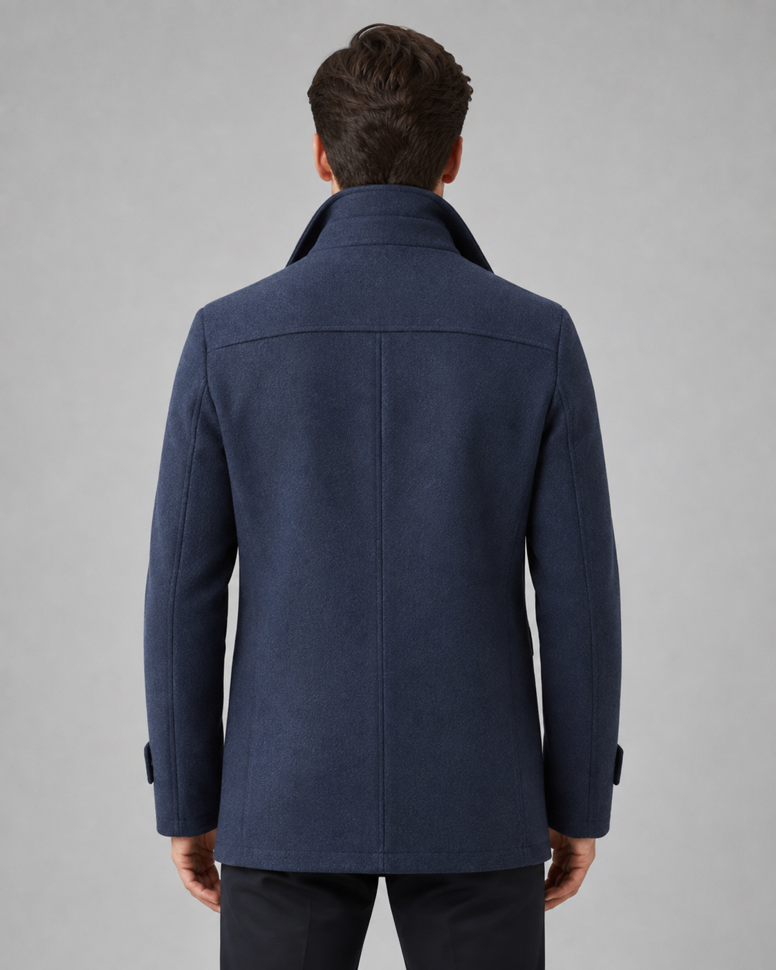 Cappotto Uomo Sartoriale in Lana con Collo Alto e Inserto Zip