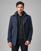 Cappotto Uomo Sartoriale in Lana con Collo Alto e Inserto Zip
