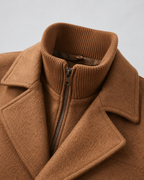 Cappotto Uomo Sartoriale in Lana con Collo Alto e Inserto Zip