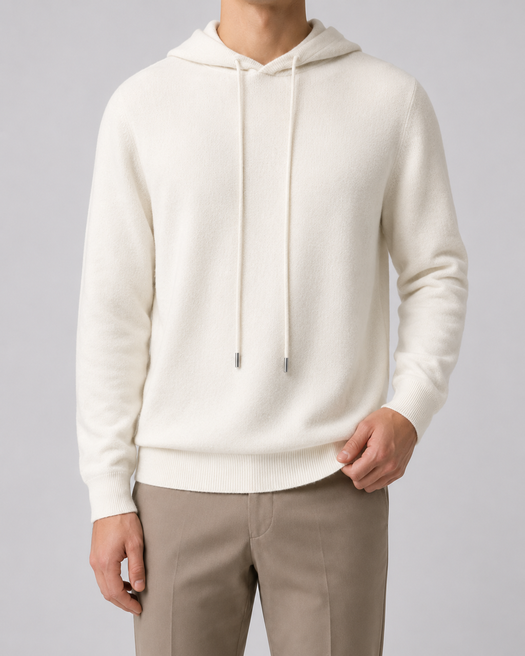 Felpa Uomo in Maglia di Lana con Cappuccio