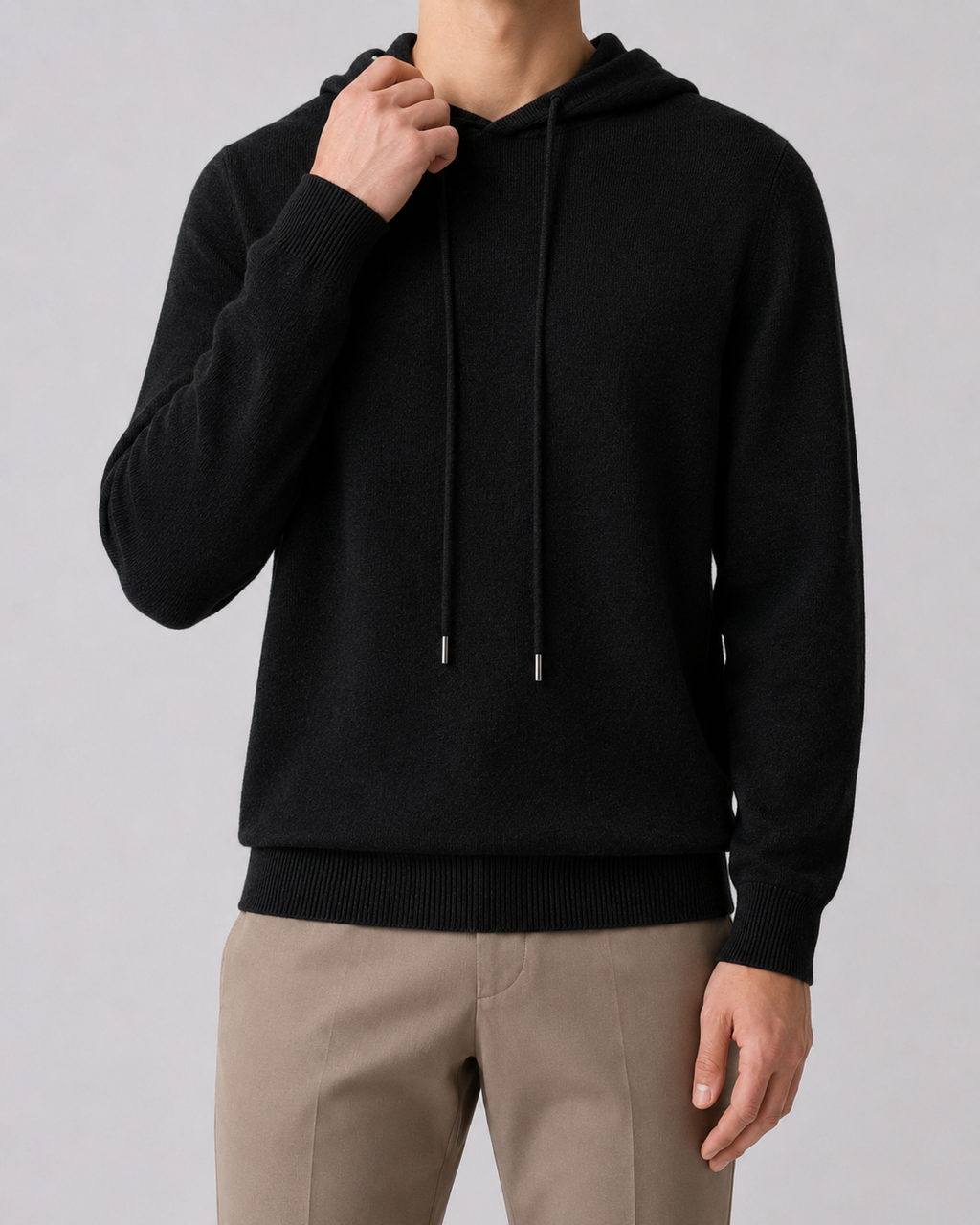 Felpa Uomo in Maglia di Lana con Cappuccio