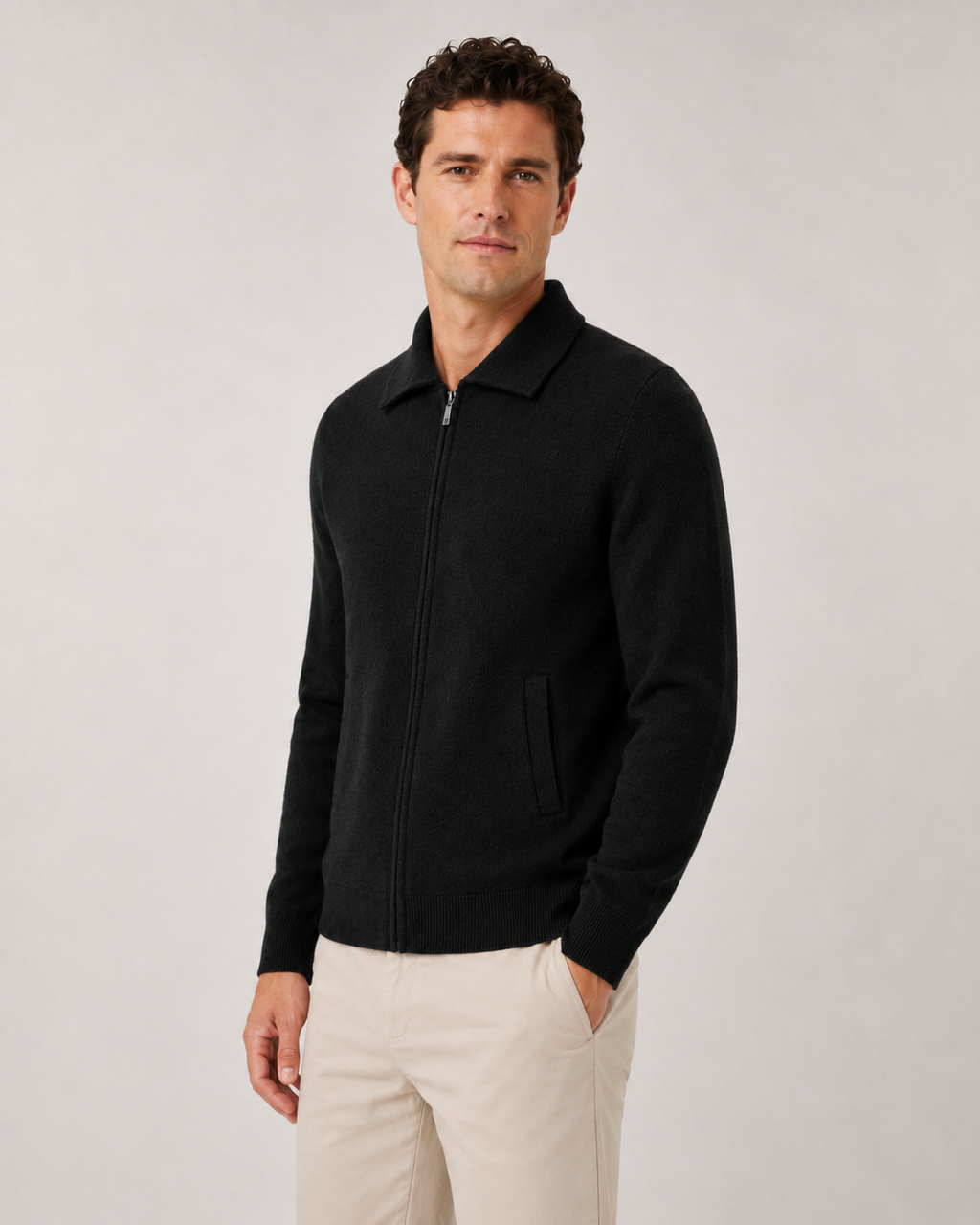 Maglione Uomo in Lana con Zip Integrale