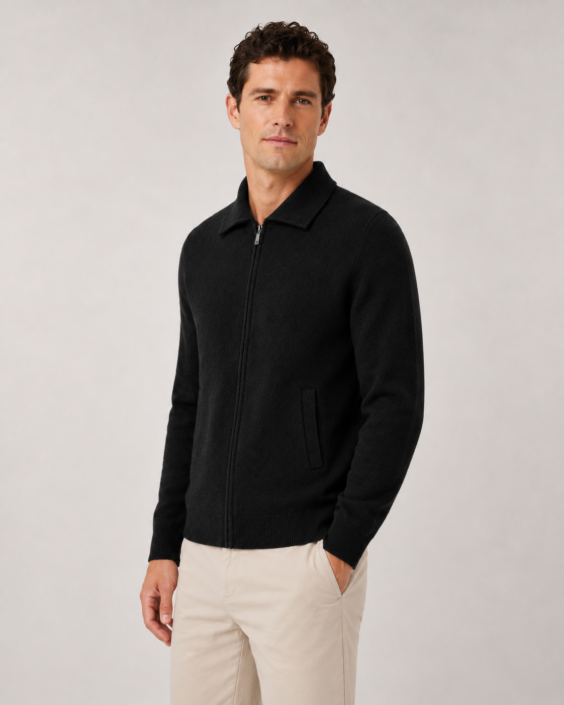 Maglione Uomo in Lana con Zip Integrale