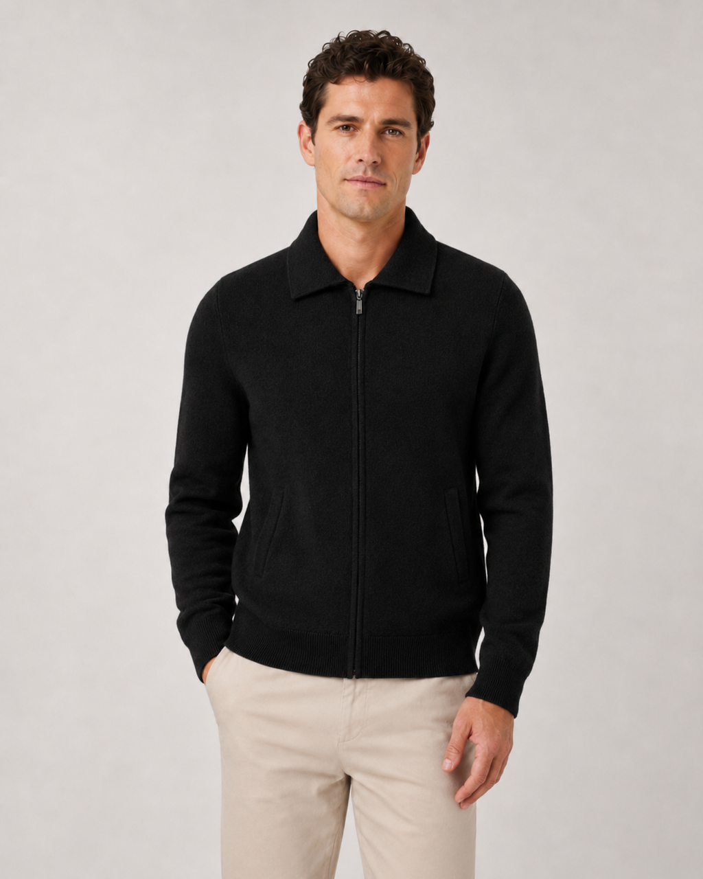 Maglione Uomo in Lana con Zip Integrale