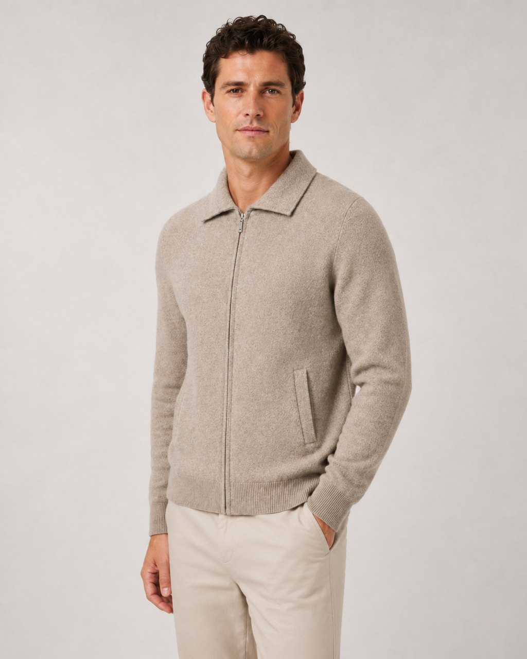 Maglione Uomo in Lana con Zip Integrale
