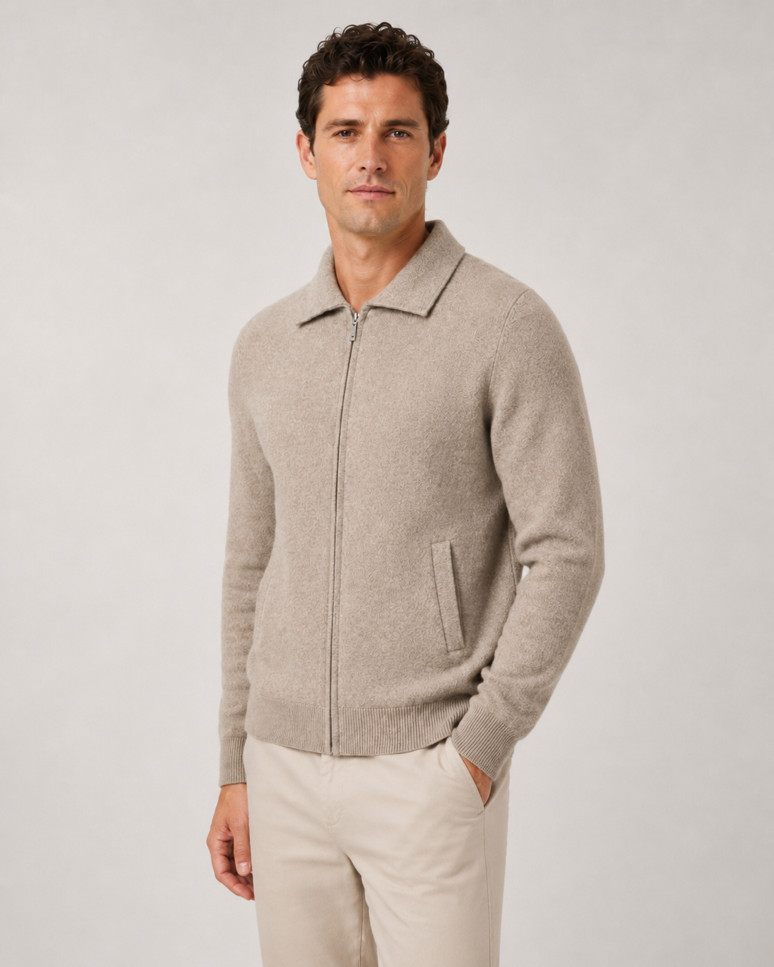 Maglione Uomo in Lana con Zip Integrale