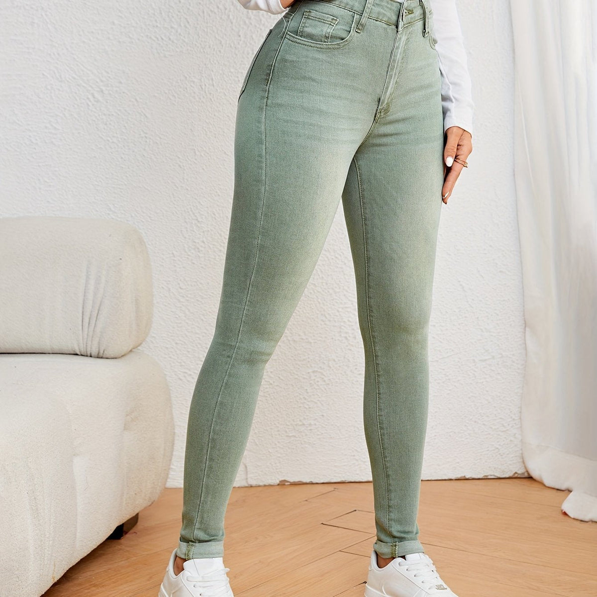 Jean skinny pour femme à taille haute - denim extensible coupe slim