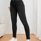Jeans ajustados para mujer de tiro alto - denim elástico de corte slim