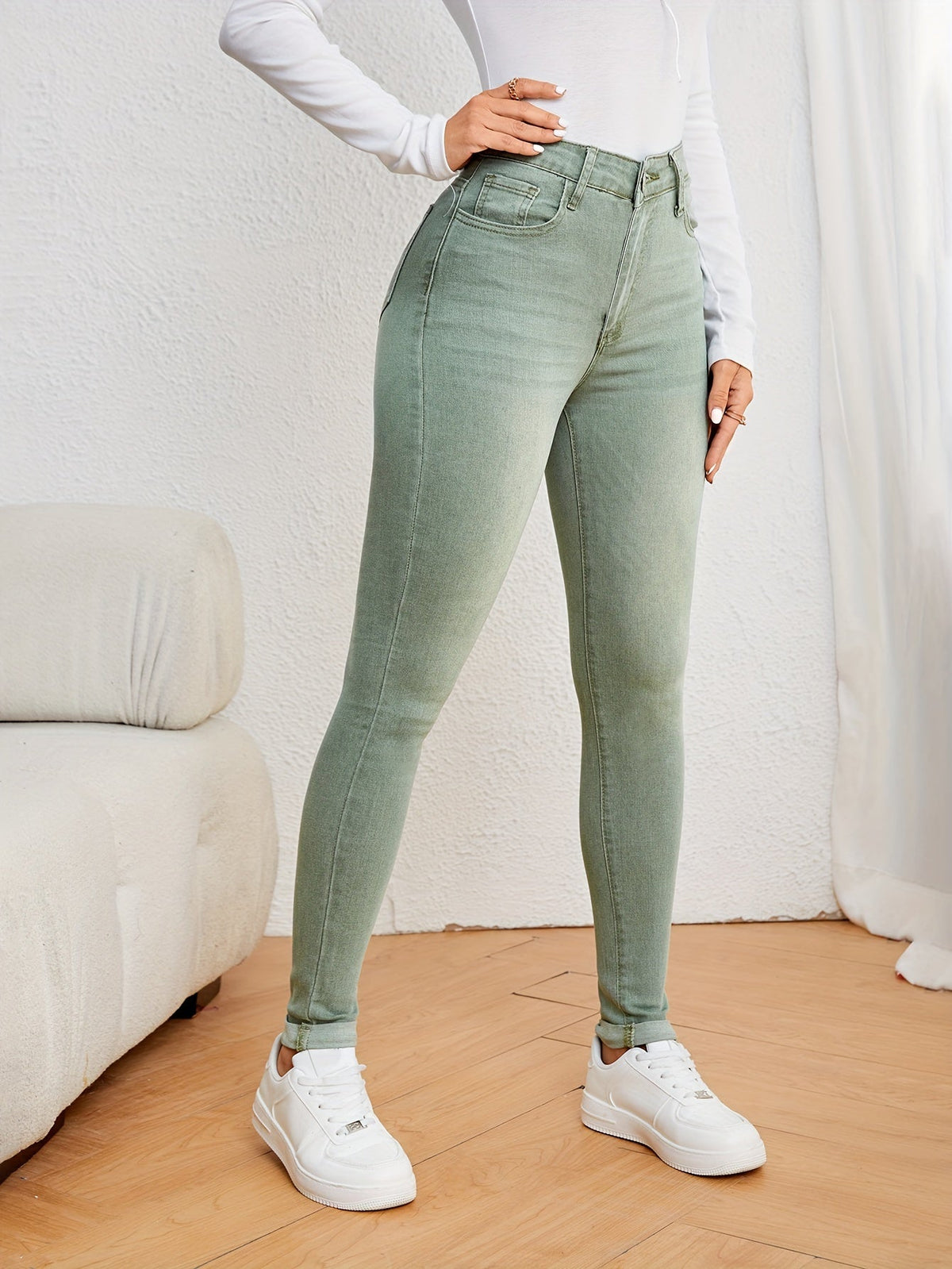 Jean skinny pour femme à taille haute - denim extensible coupe slim
