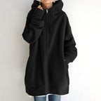 Sudadera oversize para mujer con capucha y cremallera – modelo largo y comodidad informal