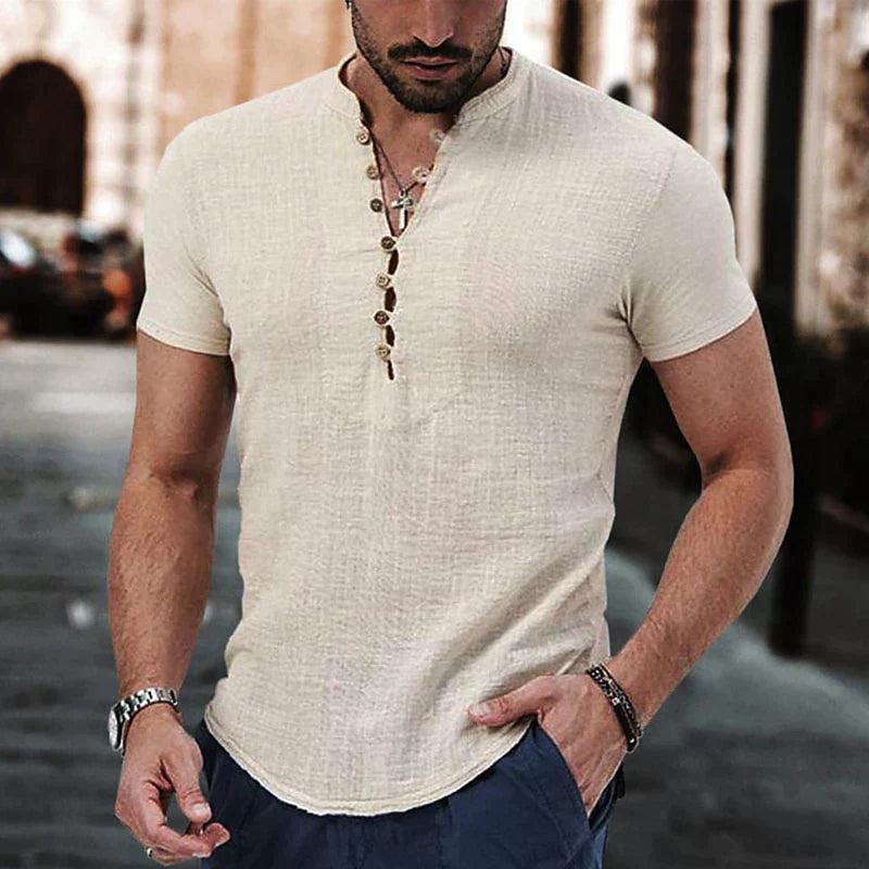 Camicia Henley Uomo in Lino