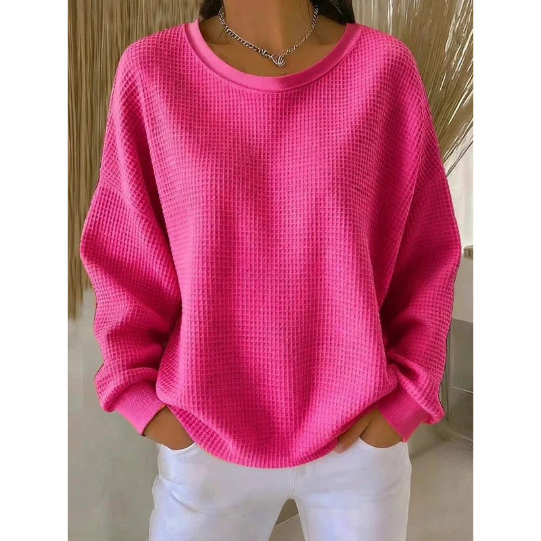 Pull oversize pour femme en maille texturée - doux et décontracté avec manches longues