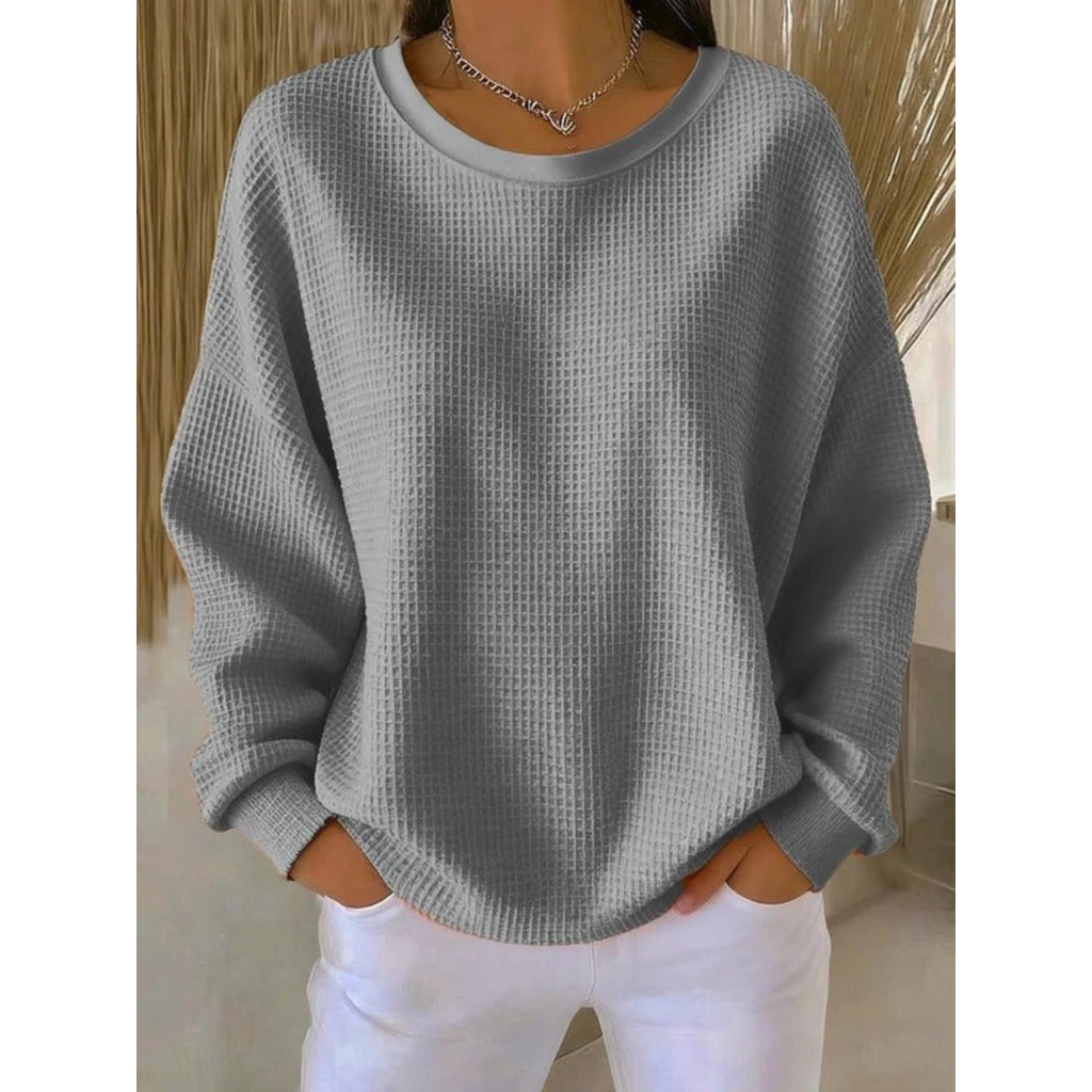Suéter oversize de mujer de punto texturizado – Suave e informal, con mangas largas