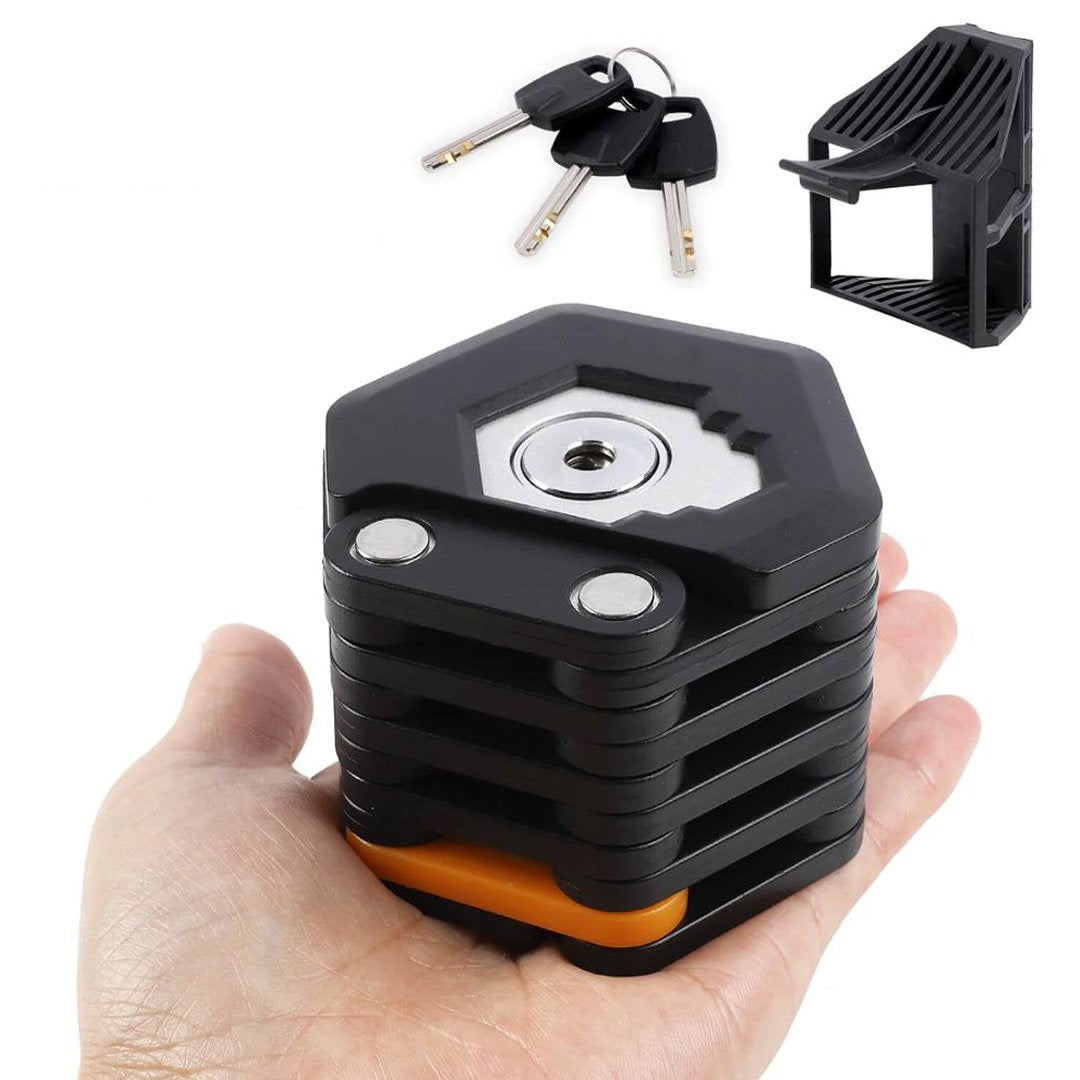 Foldbar Cykellås – Kompakt, Letvægtig & Høj-Sikkerhed Design | Robust Legeringsstål med Nøgler, Holder & Opbevaringsboks