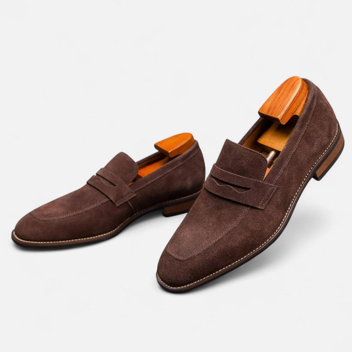 Mocasines Penny para hombre con efecto de ante y diseño clásico
