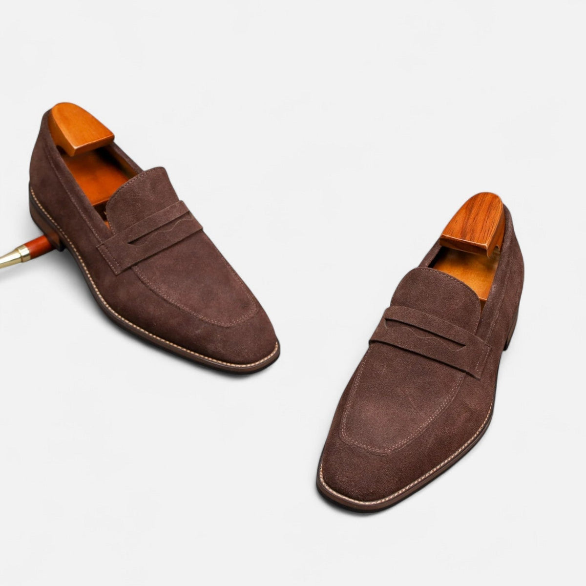 Mocasines Penny para hombre con efecto de ante y diseño clásico