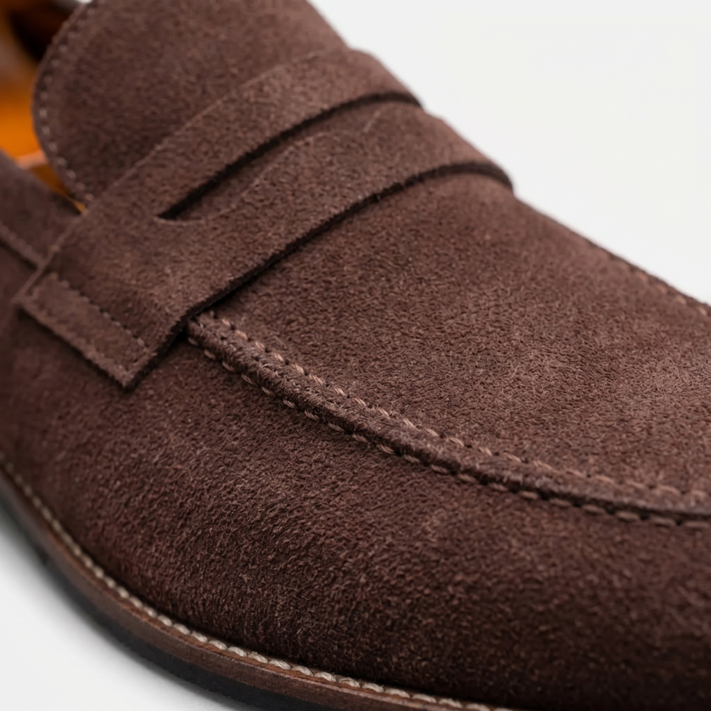 Mocasines Penny para hombre con efecto de ante y diseño clásico