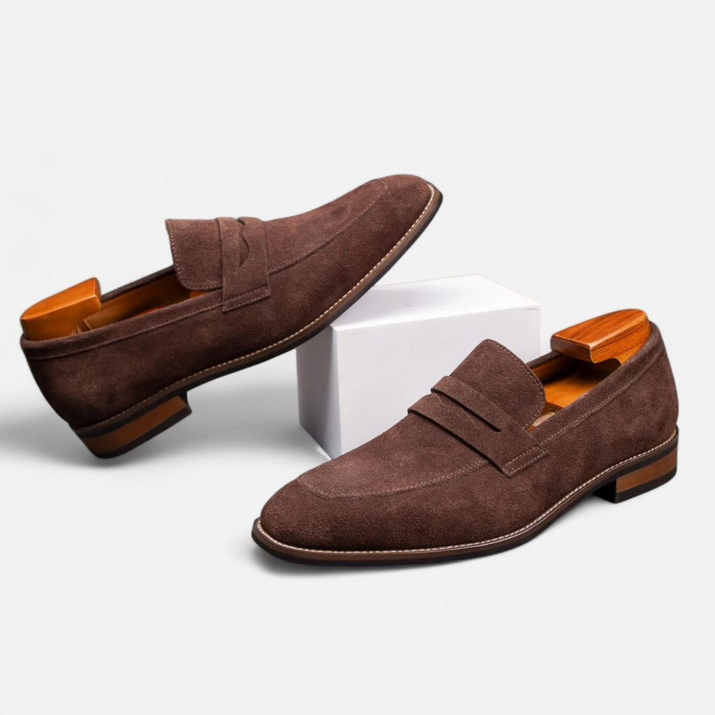 Mocasines Penny para hombre con efecto de ante y diseño clásico