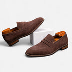 Mocasines Penny para hombre con efecto de ante y diseño clásico