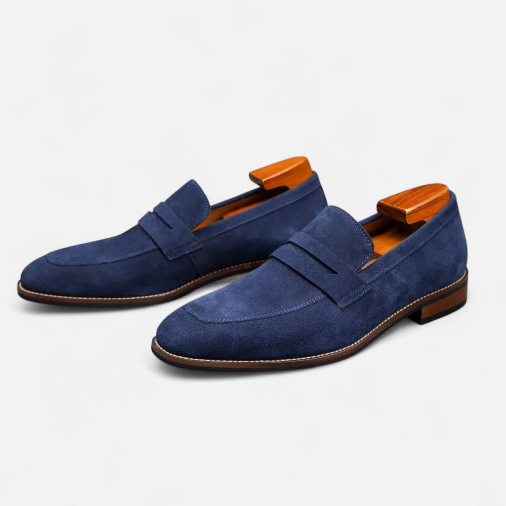 Mocasines Penny para hombre con efecto de ante y diseño clásico