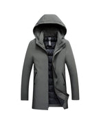 Parka larga de invierno para hombre con capucha – chaqueta acolchada, cálida y elegante