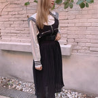 Gonna Midi Donna Plissettata a Vita Alta con Linea ad A