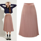 Gonna Midi Donna Plissettata a Vita Alta con Linea ad A