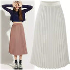 Gonna Midi Donna Plissettata a Vita Alta con Linea ad A
