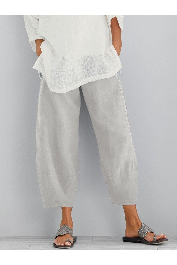 Pantaloni Balloon Donna Cropped con Vita Elasticizzata