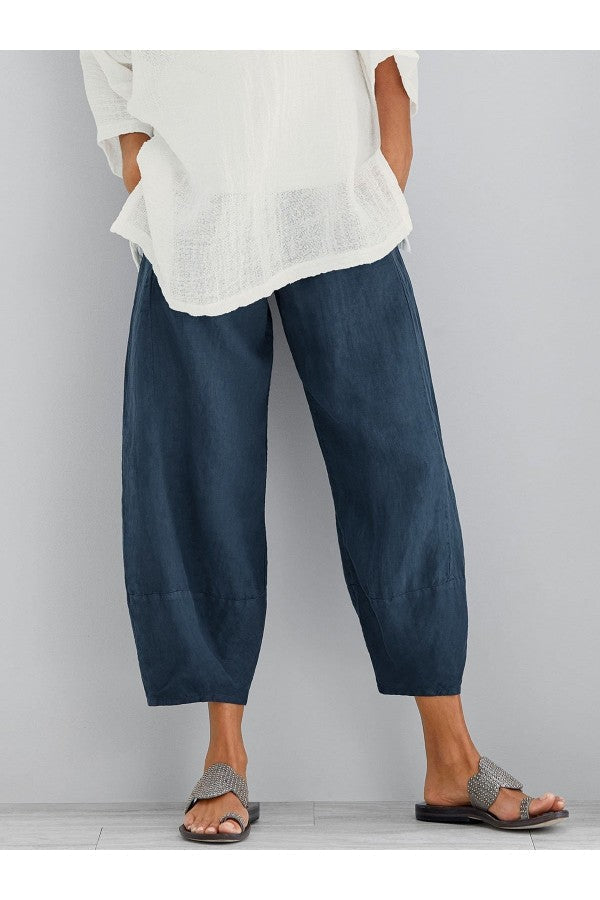 Pantaloni Balloon Donna Cropped con Vita Elasticizzata