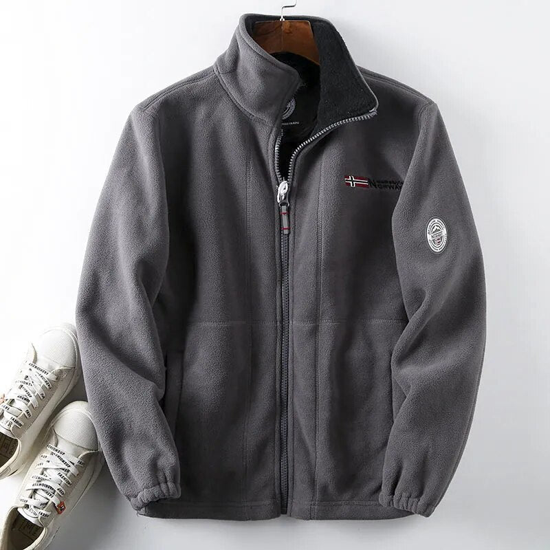 Veste d’hiver pour homme en polaire avec fermeture éclair - chaude, douce et à col montant