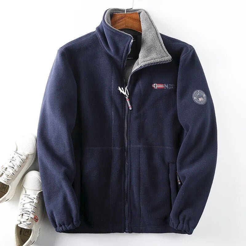 Veste d’hiver pour homme en polaire avec fermeture éclair - chaude, douce et à col montant