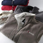 Chaqueta de invierno para hombre de forro polar con cremallera - Cálida, suave y con cuello alto