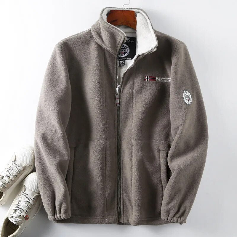 Veste d’hiver pour homme en polaire avec fermeture éclair - chaude, douce et à col montant