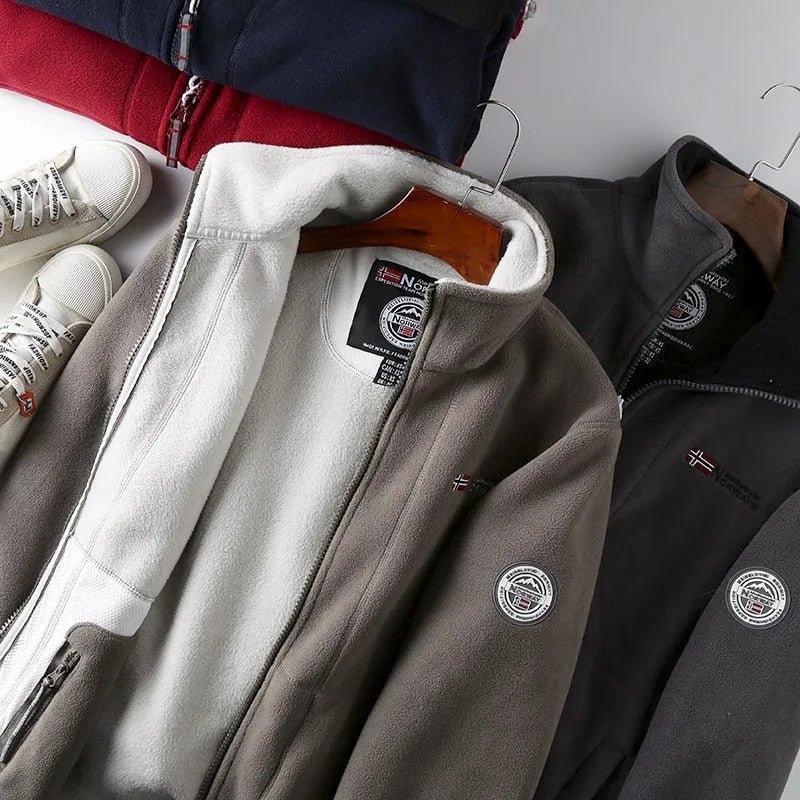 Chaqueta de invierno para hombre de forro polar con cremallera - Cálida, suave y con cuello alto