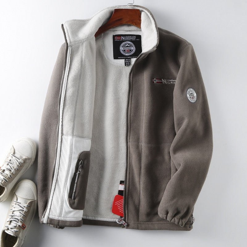 Veste d’hiver pour homme en polaire avec fermeture éclair - chaude, douce et à col montant
