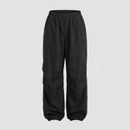 Pantalon cargo jogger femme à jambes larges - Modèle oversize avec taille élastique et chevilles réglables