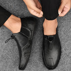 Mocassini Uomo in Vera Pelle con Coulisse – Scarpe Slip-On Traspiranti con Inserti in Mesh