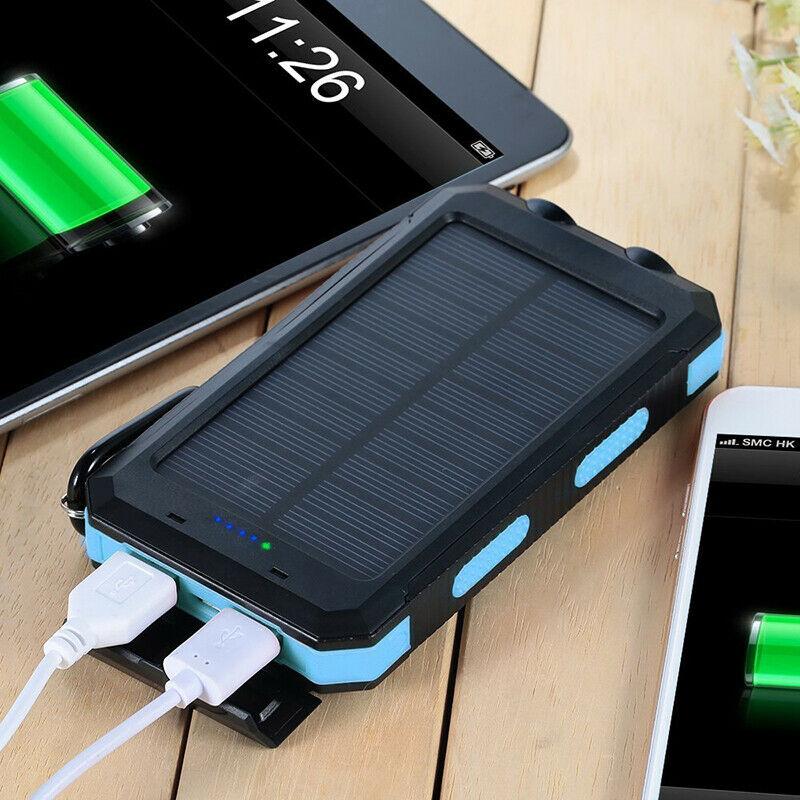 Batteria Portatile Solare Resistente all'Acqua – Caricatore Portatile con Doppi Uscite USB