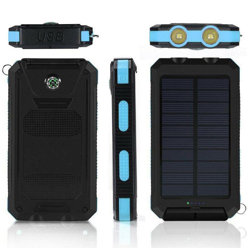 Batteria Portatile Solare Resistente all'Acqua – Caricatore Portatile con Doppi Uscite USB