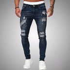 Jeans Uomo Slim Fit Elasticizzati con Effetto Strappato