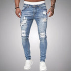 Jeans Uomo Slim Fit Elasticizzati con Effetto Strappato