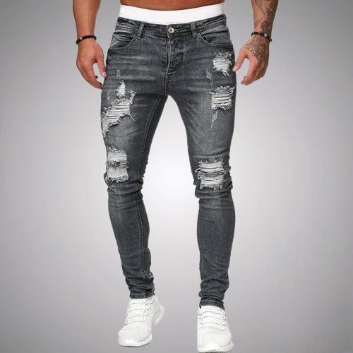 Jeans Uomo Slim Fit Elasticizzati con Effetto Strappato